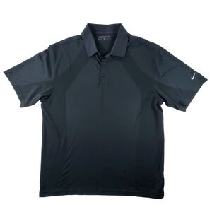 Nike Golf Dri-FIT Polo Shirt Mens XL Black Short Sleeve Athletic Swoosh